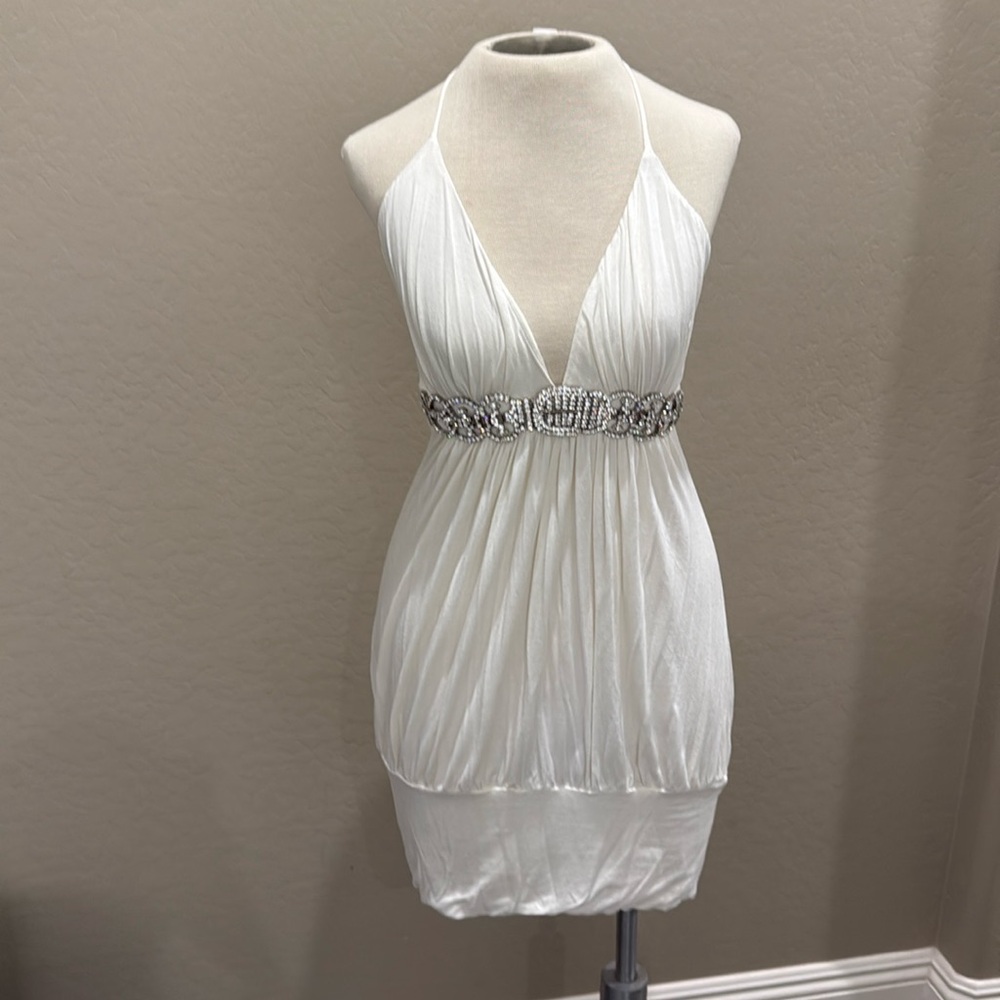 Sky Spaghetti Halter Dress - Med.